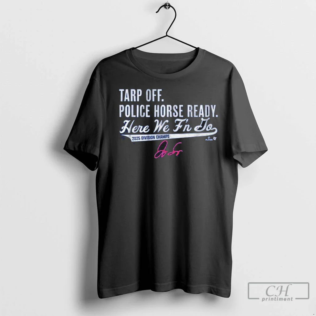 Premium George Springer Tarp Off Police Horse Ready