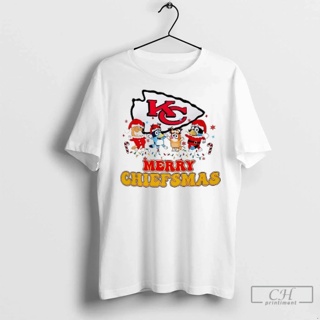 Premium Merry Chiefsmas Kansas City Chiefs Christmas Bluey Cartoon