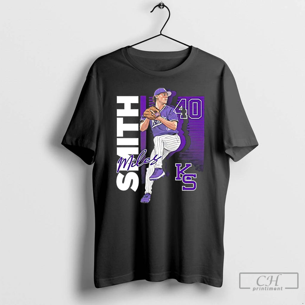 Premium Miles Smith 40 Kansas State Wildcats Baseball Player Caricature