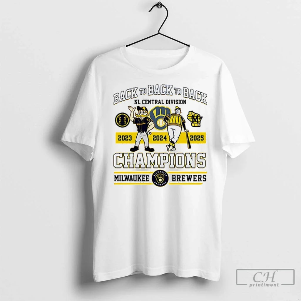 Premium Milwaukee Brewers Back To Back To Back Nl Central Division Champions 2 Sided