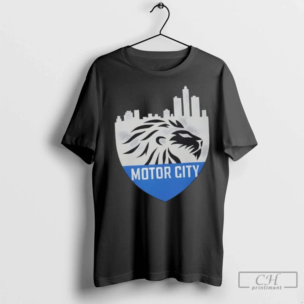 Premium Motor City Detroit Lions Skyline Logo