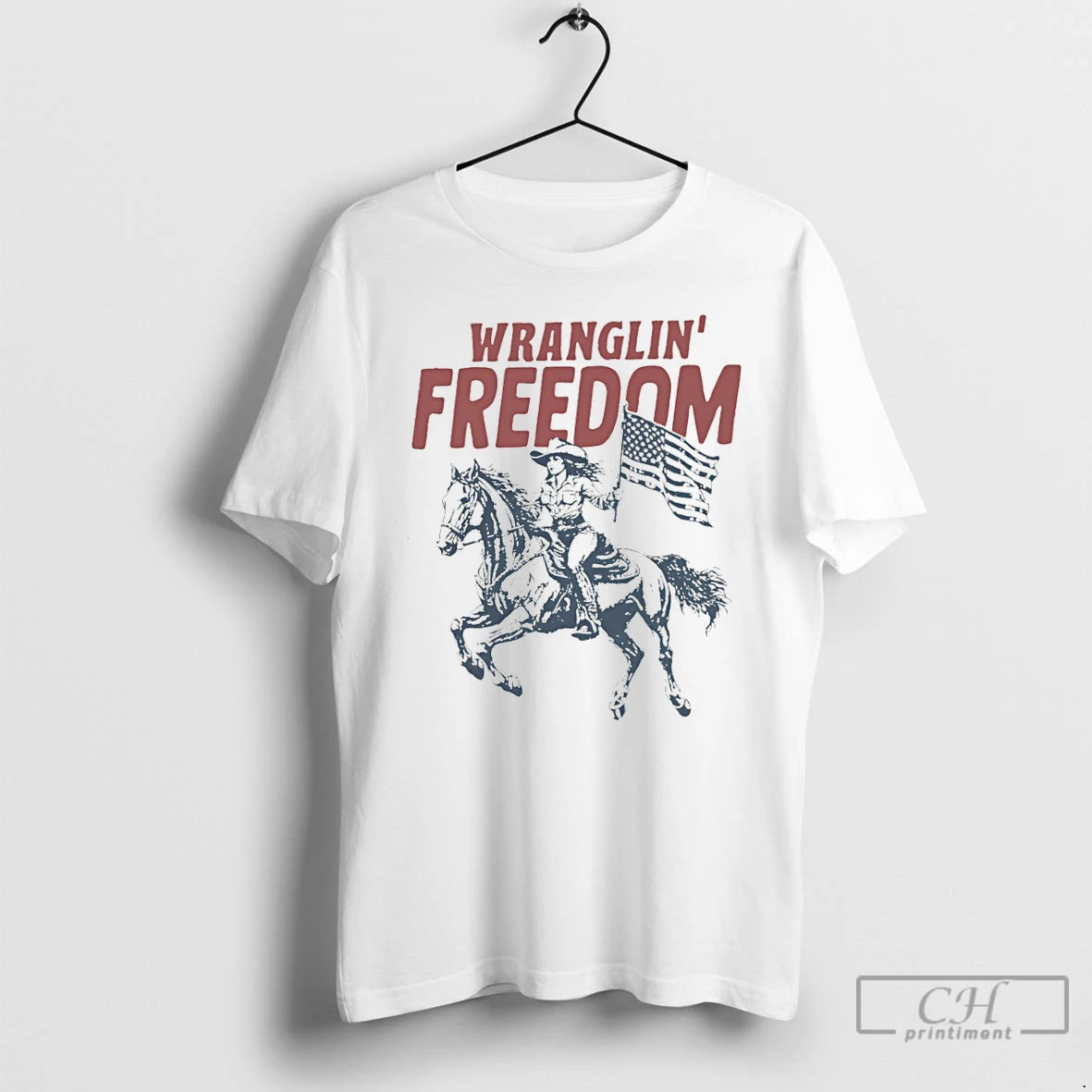 Premium Wranglin Freedom American Cowgirl 4th Of July American Flag