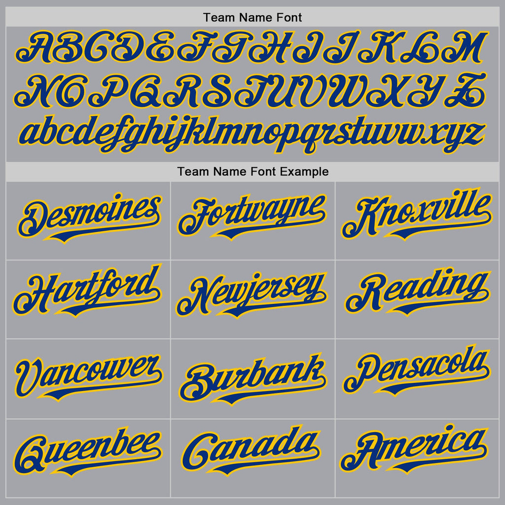 Custom Gray Royal-Yellow Authentic Raglan Sleeves Baseball Jersey