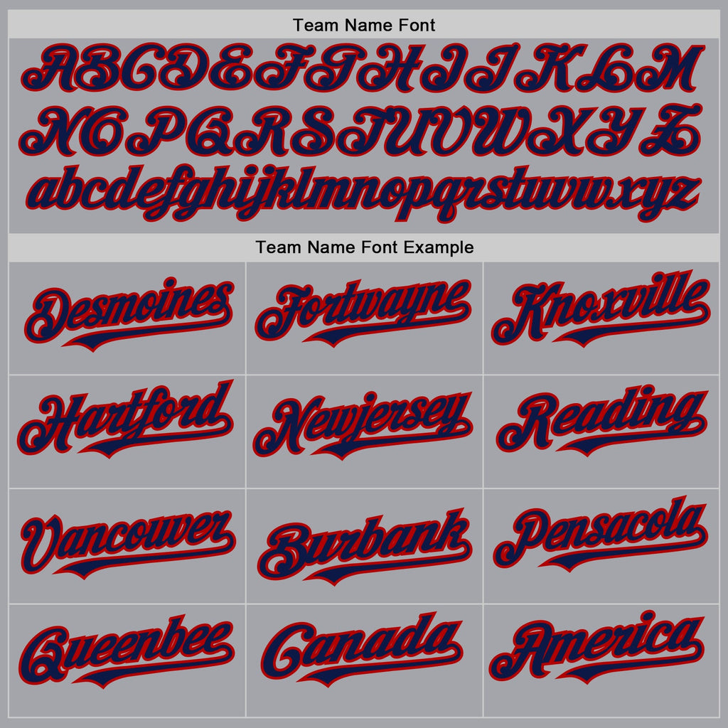 Custom Gray Navy-Red Authentic Raglan Sleeves Baseball Jersey