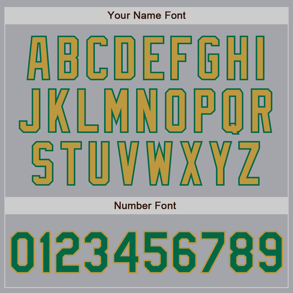 Custom Gray Kelly Green-Old Gold Authentic Raglan Sleeves Baseball Jersey