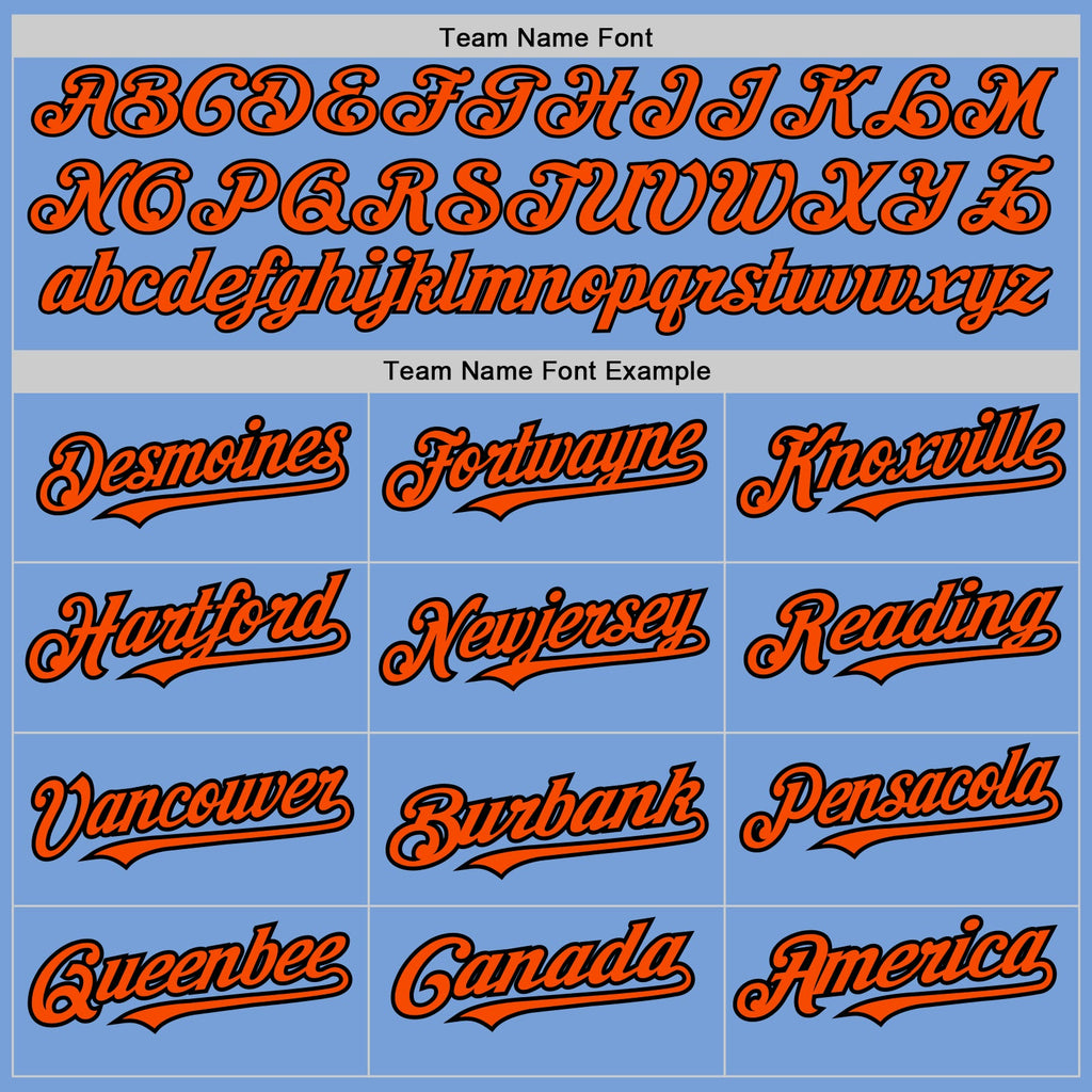 Custom Light Blue Orange-Black Authentic Raglan Sleeves Baseball Jersey