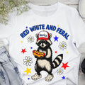 Red White Feral 4th July Funny Raccoon Hot Dog Shirt Feral USA Independence Day T-Shirts