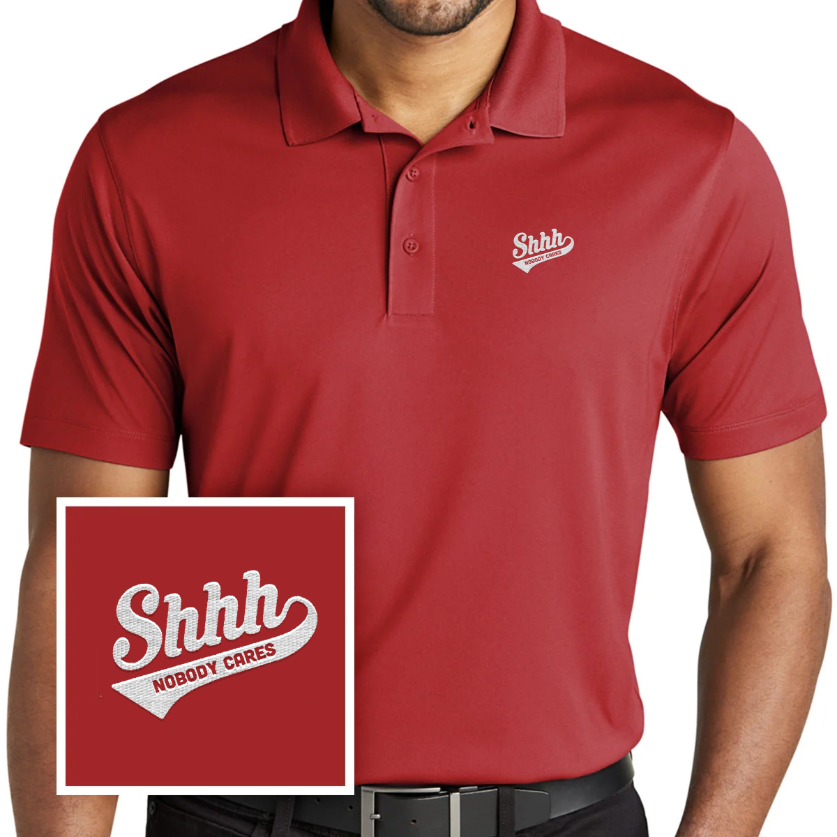 Shh Nobody Cares Polo Shirt
