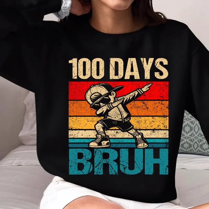 Retro 100 Days Bruh 100 Days Bruh 100th Day School Teacher T-Shirts