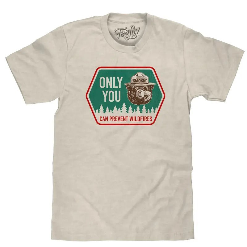 Retro Smokey Bear Only You Can Prevent Wildfires Oatmeal Heather T-Shirts