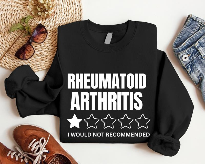 Rheumatoid Arthritis I Would Not Recommend Arthritis Awareness RA Survivor Blue Purple Ribbon Support Warrior . Casual Fabric T-Shirts