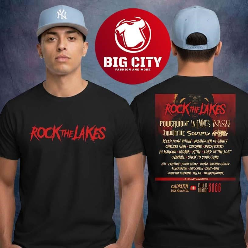 Rock The Lakes Lineup Poster On August 14 15 16 2026 Two Sided Shirt
