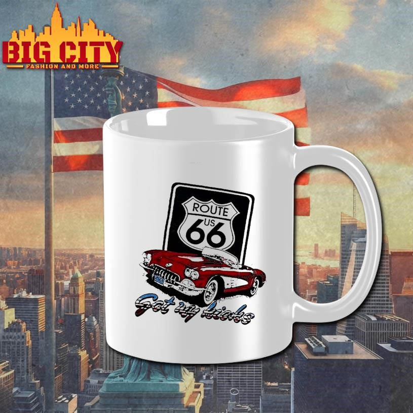 Route Us 66 Classic Red Corvette Got My Kicks Car Shirt