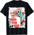 [Sale Off 40%] Pray Pope Francis Short Sleeve Retro T-Shirts