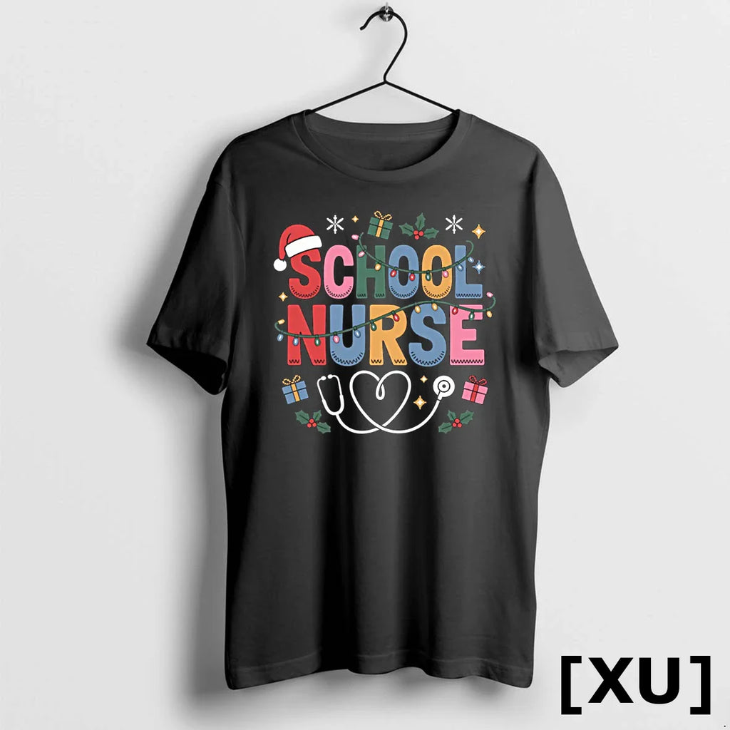 School Nurse Christmas Santa Cap Nursing Humor Xmas Tshirts Sweater