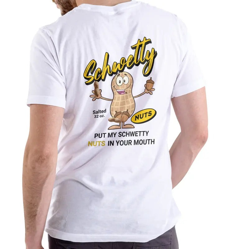 Schwettly Nuts Cotton Casual Featuring "NUTS" "Salted 9 Oz" Text T-Shirts