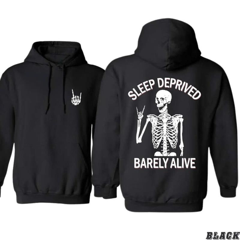 Sleep Deprived Barely Alive Skeleton Casual Funny & Edgy Casual Streetwear T-Shirts