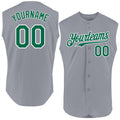 Custom Gray Kelly Green-White Authentic Sleeveless Baseball Jersey