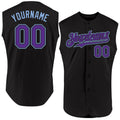 Custom Black Purple-Light Blue Authentic Sleeveless Baseball Jersey