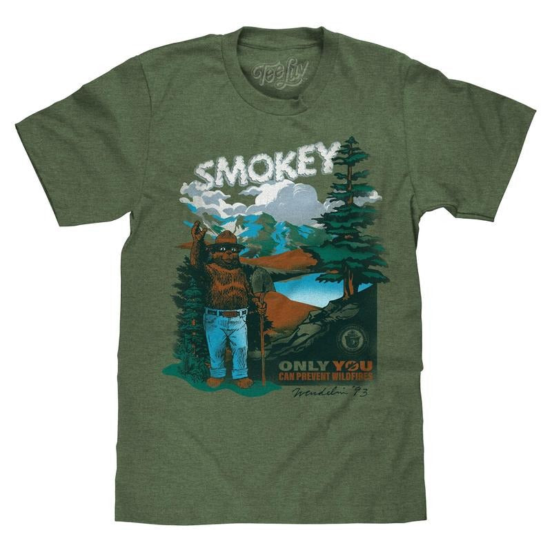 Smokey Bear Only You Can Prevent Wildfires Retro Canyon Green T-Shirts