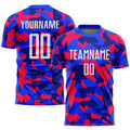 Custom Camo White-Royal Sublimation Salute To Service Soccer Uniform Jersey