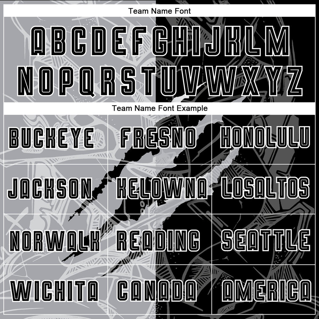 Custom Graffiti Pattern Black-Gray Scratch Sublimation Soccer Uniform Jersey