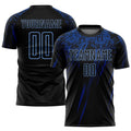 Custom Black Light Blue-Royal Sublimation Soccer Uniform Jersey