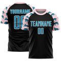 Custom Black US Navy Blue-Light Pink Tiger Sublimation Soccer Uniform Jersey