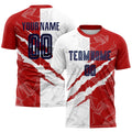 Custom Graffiti Pattern Navy-Red USA Scratch Sublimation Soccer Uniform Jersey