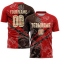Custom Graffiti Pattern City Cream Red-Brown Scratch Sublimation Soccer Uniform Jersey