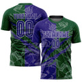 Custom Graffiti Pattern Dark Purple-Green Scratch Sublimation Soccer Uniform Jersey