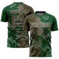 Custom Graffiti Pattern Olive-Green Scratch Sublimation Soccer Uniform Jersey