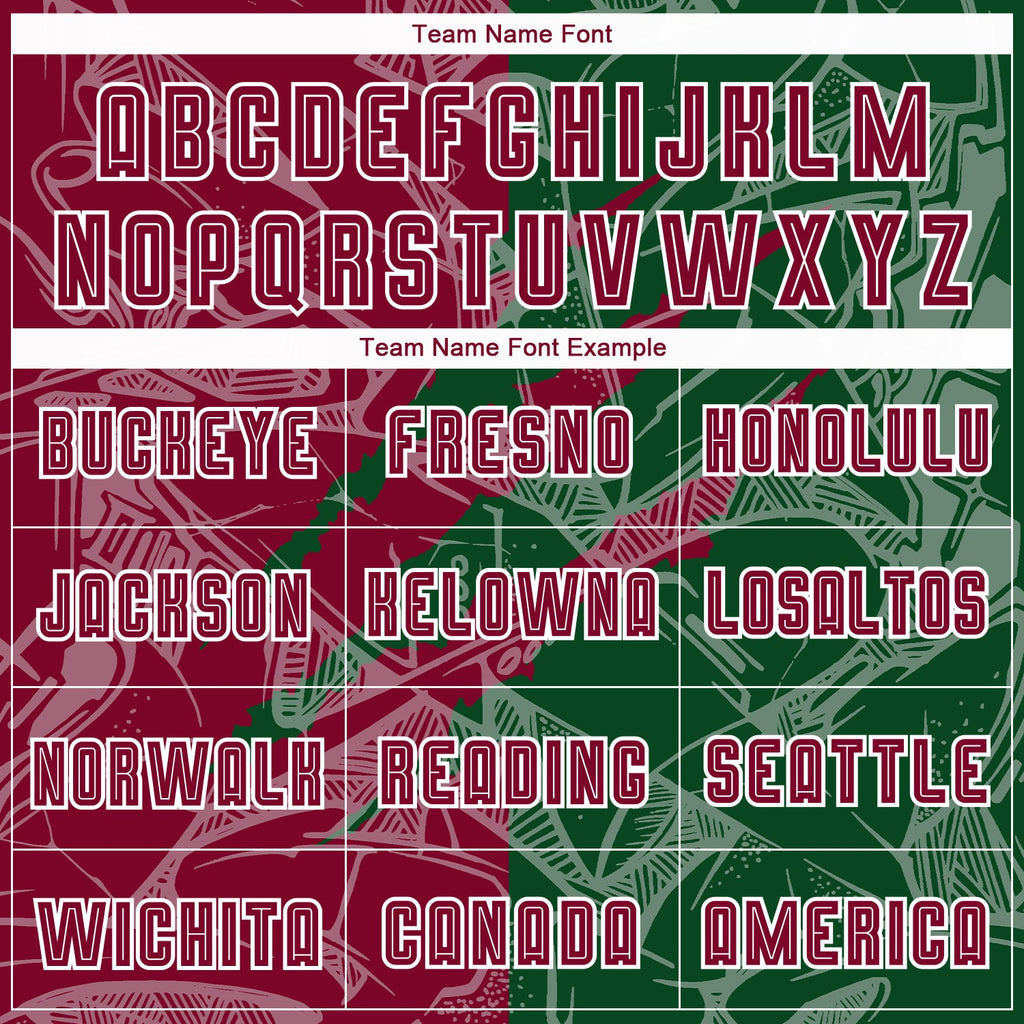 Custom Graffiti Pattern Maroon-Green Scratch Sublimation Soccer Uniform Jersey