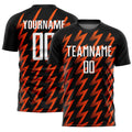 Custom Black White-Orange Zigzag Shape Sublimation Soccer Uniform Jersey