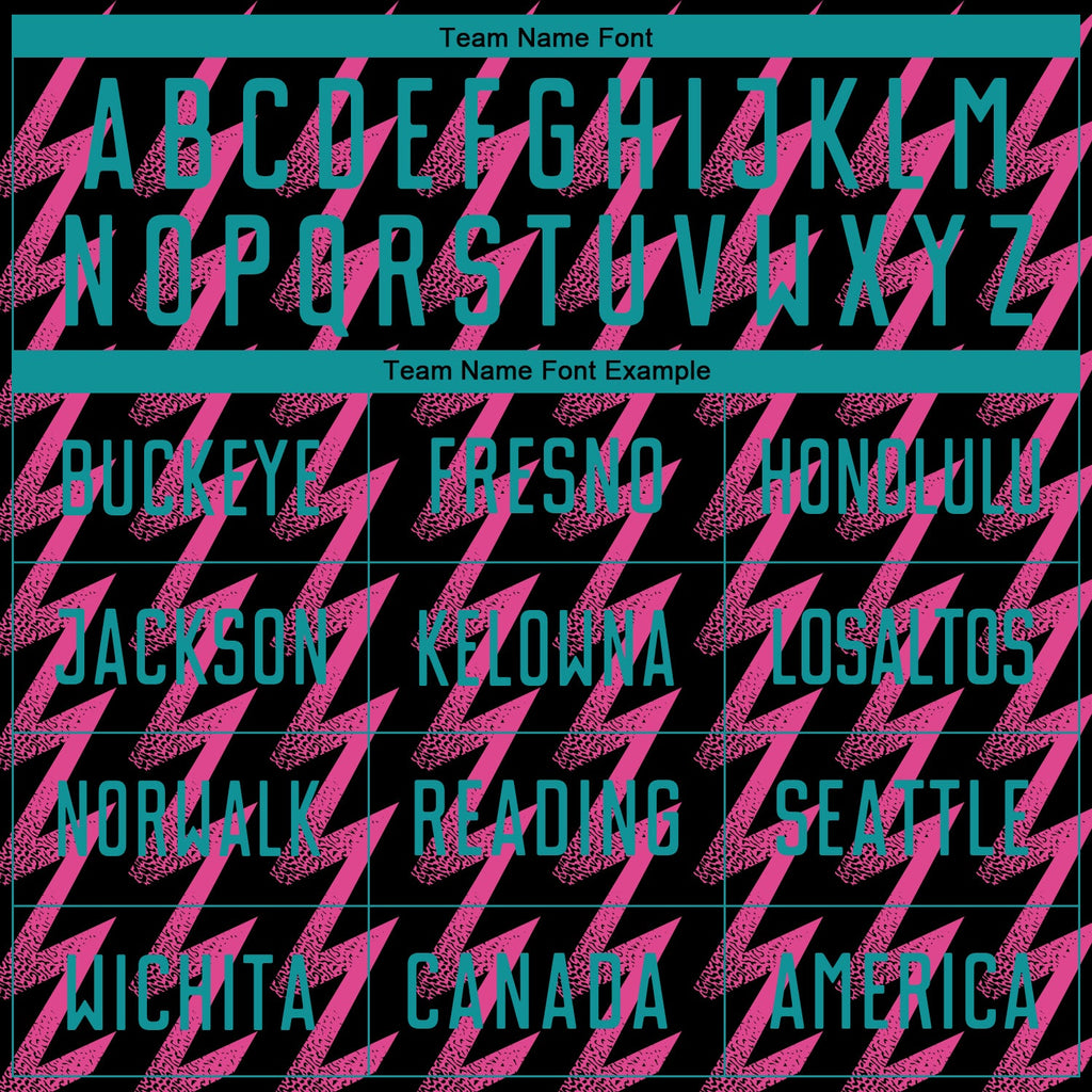 Custom Black Teal-Pink Zigzag Shape Sublimation Soccer Uniform Jersey