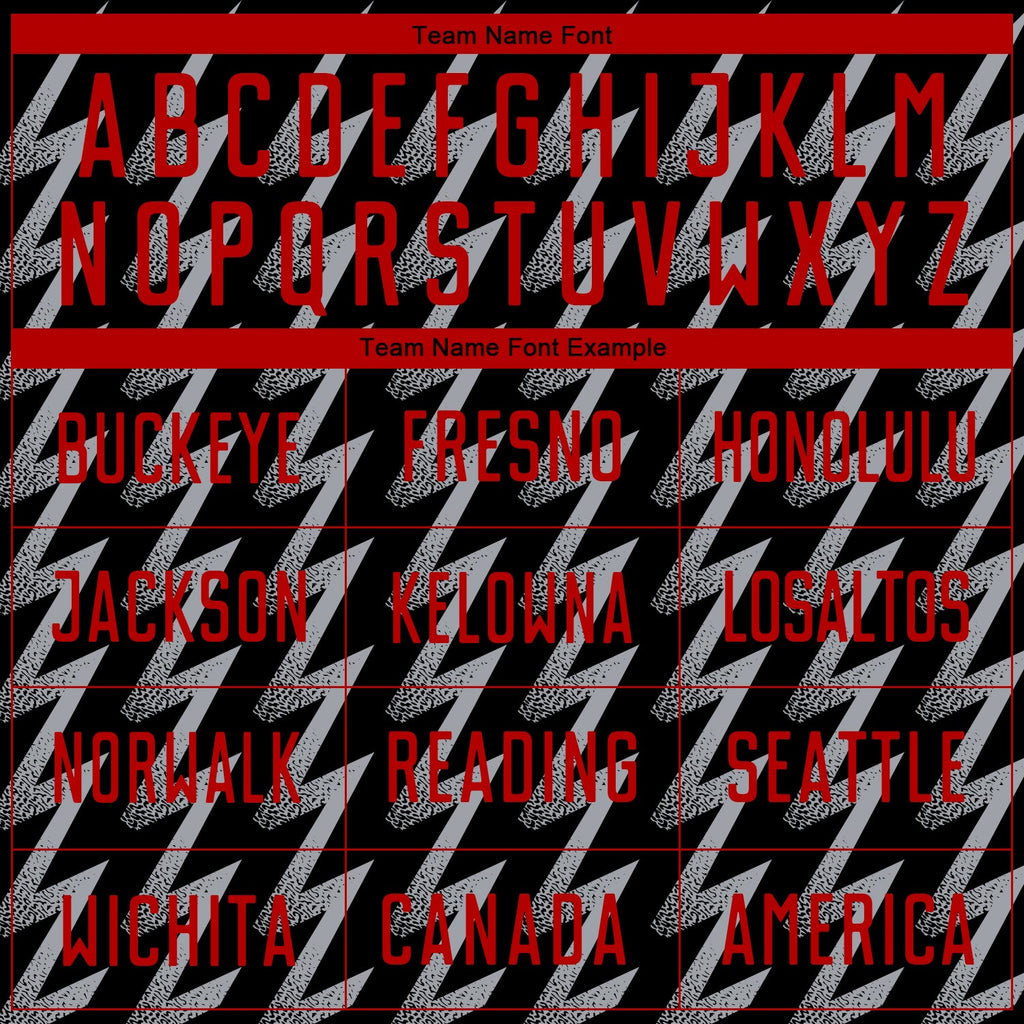 Custom Black Red-Gray Zigzag Shape Sublimation Soccer Uniform Jersey
