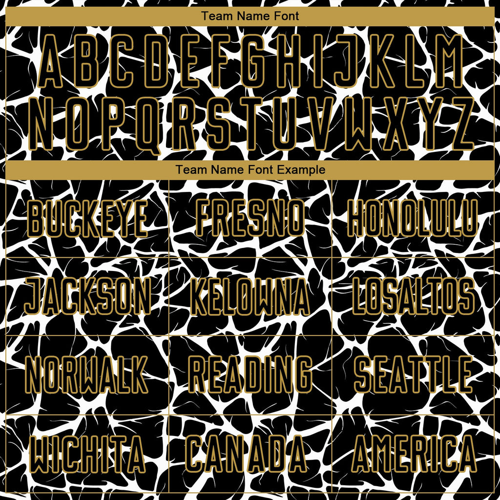 Custom Black White-Old Gold Abstract Network Splash Sublimation Soccer Uniform Jersey