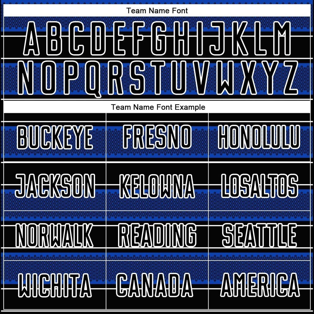Custom Black Thunder Blue-White Geometric Shapes And Line Sublimation Soccer Uniform Jersey