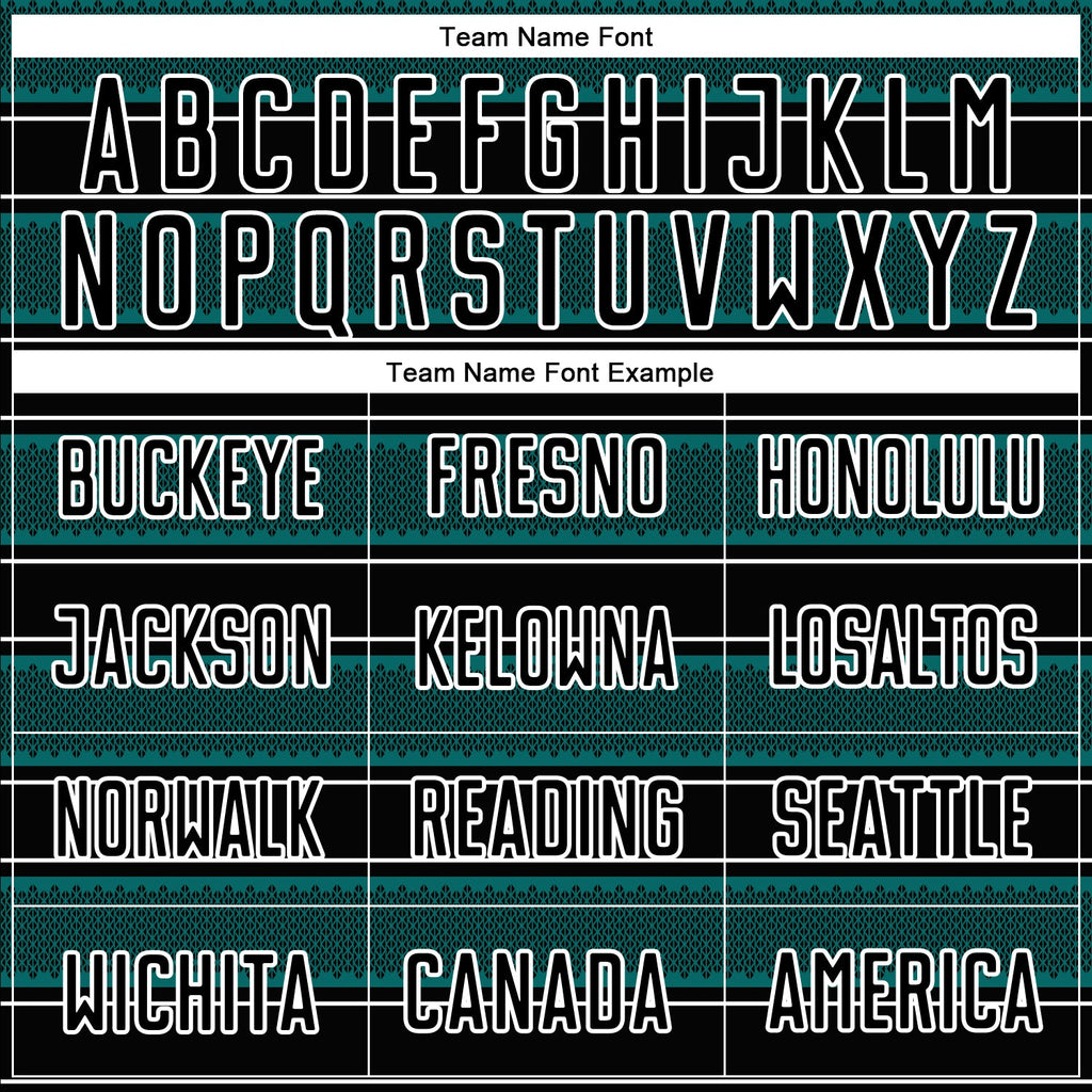 Custom Black Teal-White Geometric Shapes And Line Sublimation Soccer Uniform Jersey