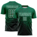 Custom Kelly Green Black-White Abstract Fragment Art Sublimation Soccer Uniform Jersey