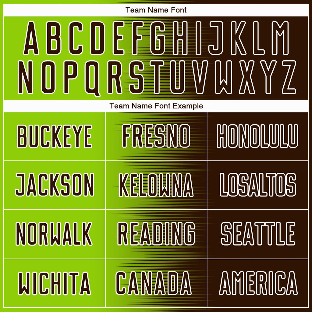 Custom Brown Neon Green-White Gradient Line Sublimation Soccer Uniform Jersey
