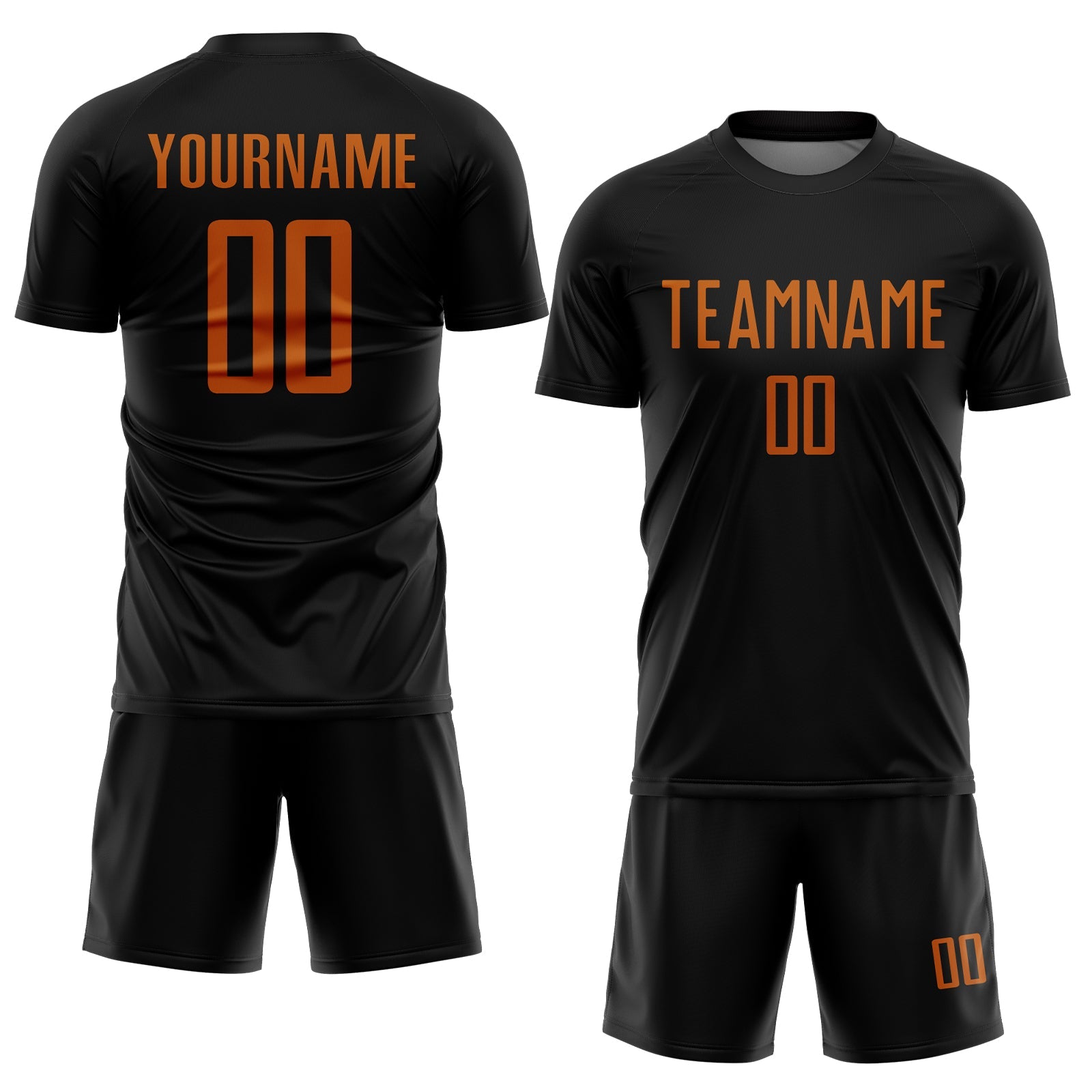Custom Black Texas Orange Sublimation Soccer Uniform Jersey