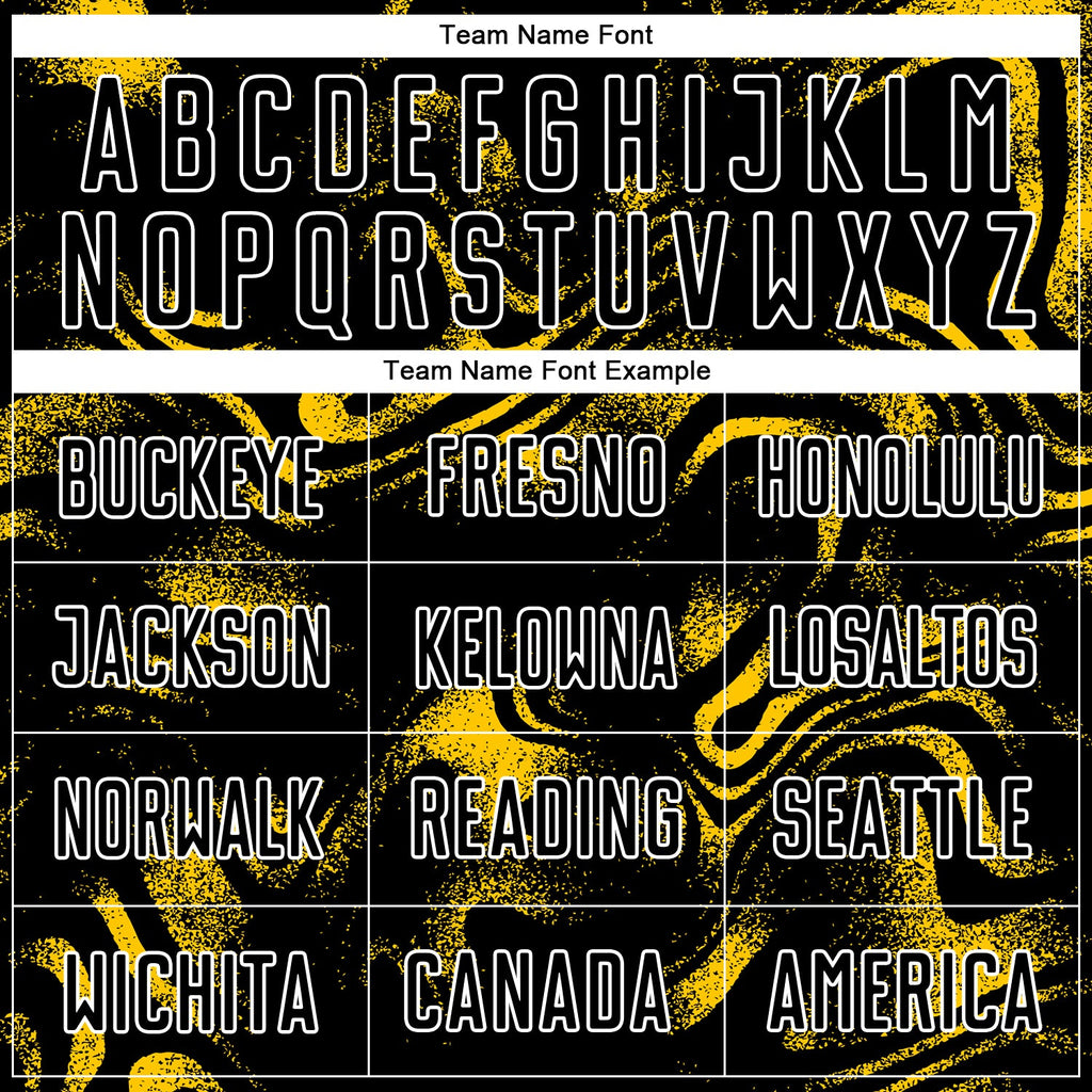 Custom Black Yellow-White Abstract Liquid Sublimation Soccer Uniform Jersey
