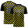 Custom Black Light Yellow-White Geometric Shape Sublimation Soccer Uniform Jersey