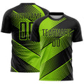 Custom Black Neon Green Line Sublimation Soccer Uniform Jersey