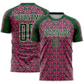 Custom Green Pink-White Geometric Arrow Sublimation Soccer Uniform Jersey