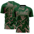 Custom Green Medium Pink Curve Lines Sports Sublimation Soccer Uniform Jersey