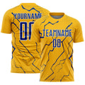 Custom Gold Royal-White Lightning Sports Sublimation Soccer Uniform Jersey