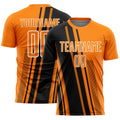 Custom Bay Orange Black-White Lines Sports Sublimation Soccer Uniform Jersey