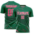 Custom Kelly Green Neon Pink-White Lines Sports Sublimation Soccer Uniform Jersey
